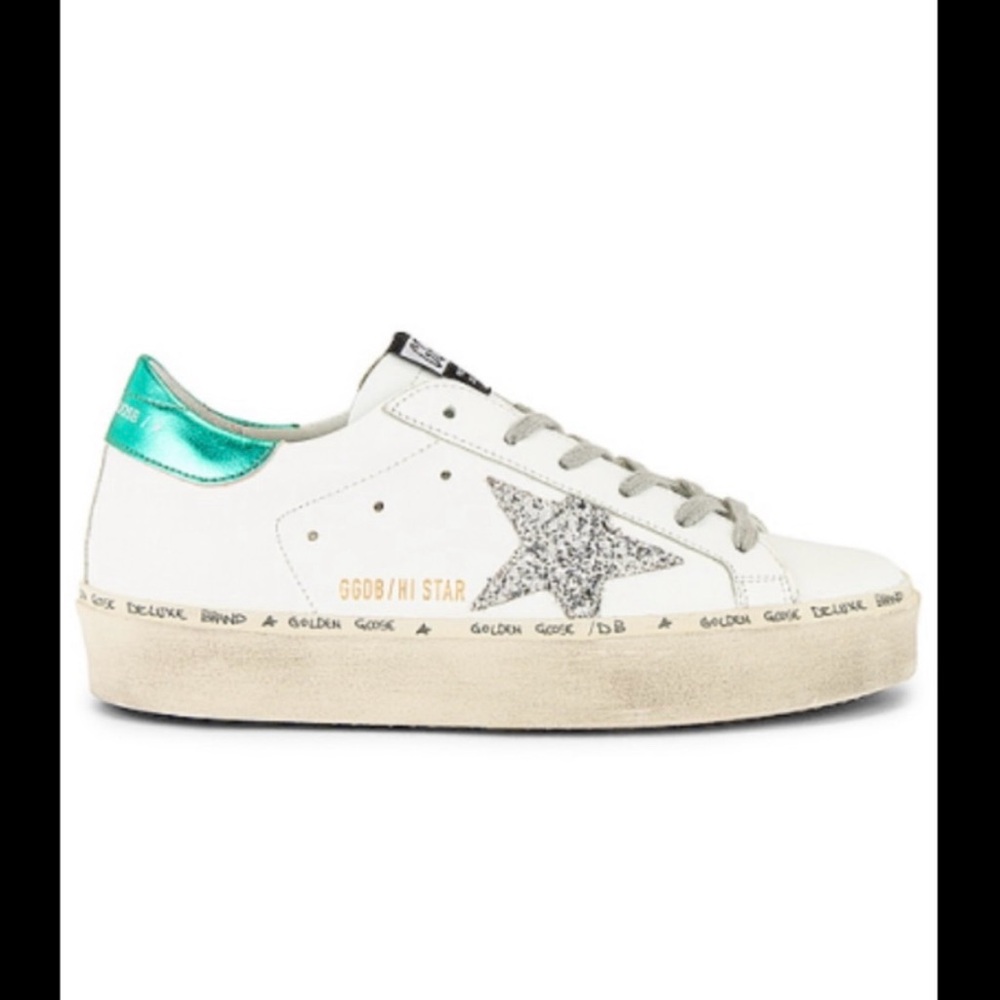 Golden Goose Hi top platform sneakers size 38 🩵💚